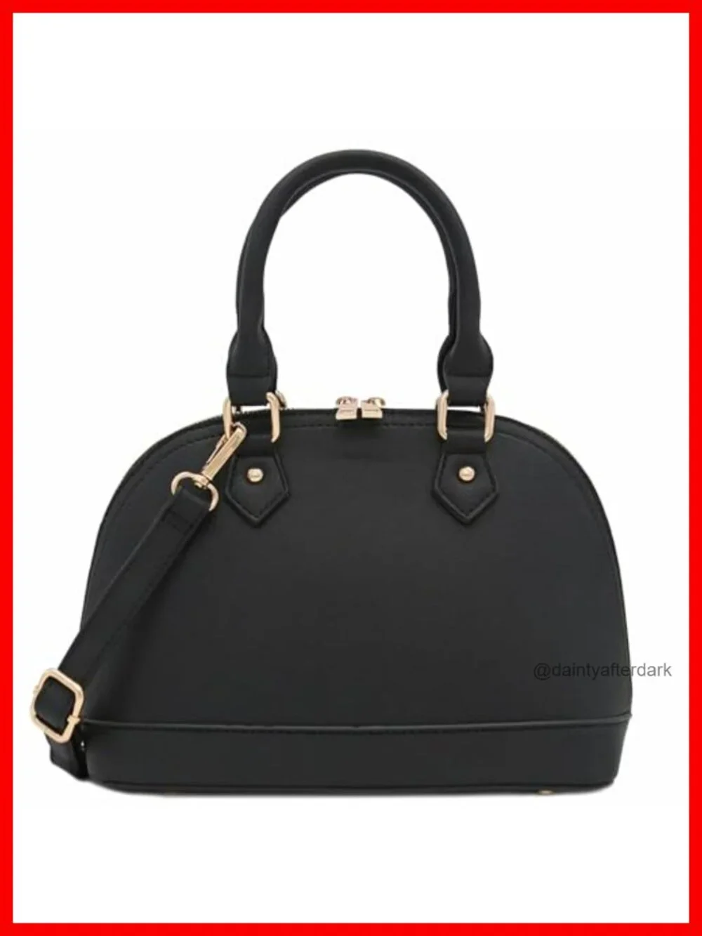 Faux Saffiano Leather Dome Satchel with Zipper Closure